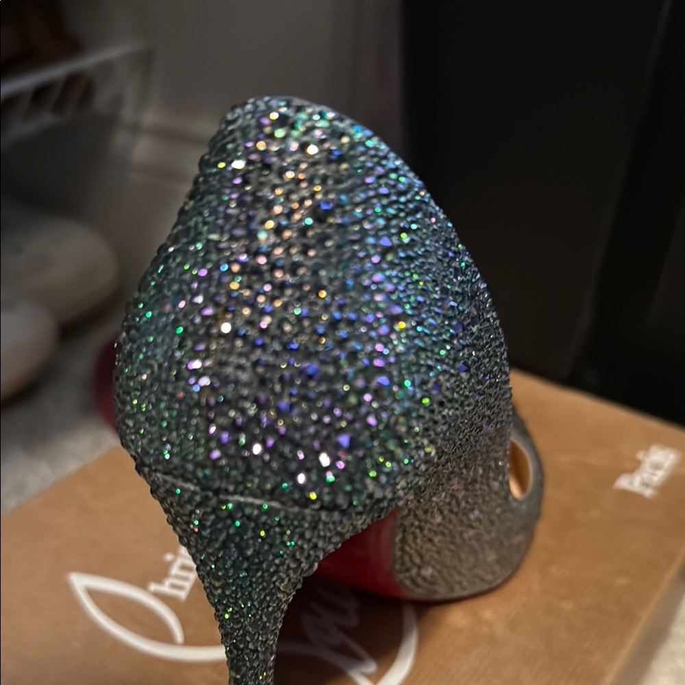 Louboutin Pigalle 100 Surde Silver High Heels - Picture 6 of 12